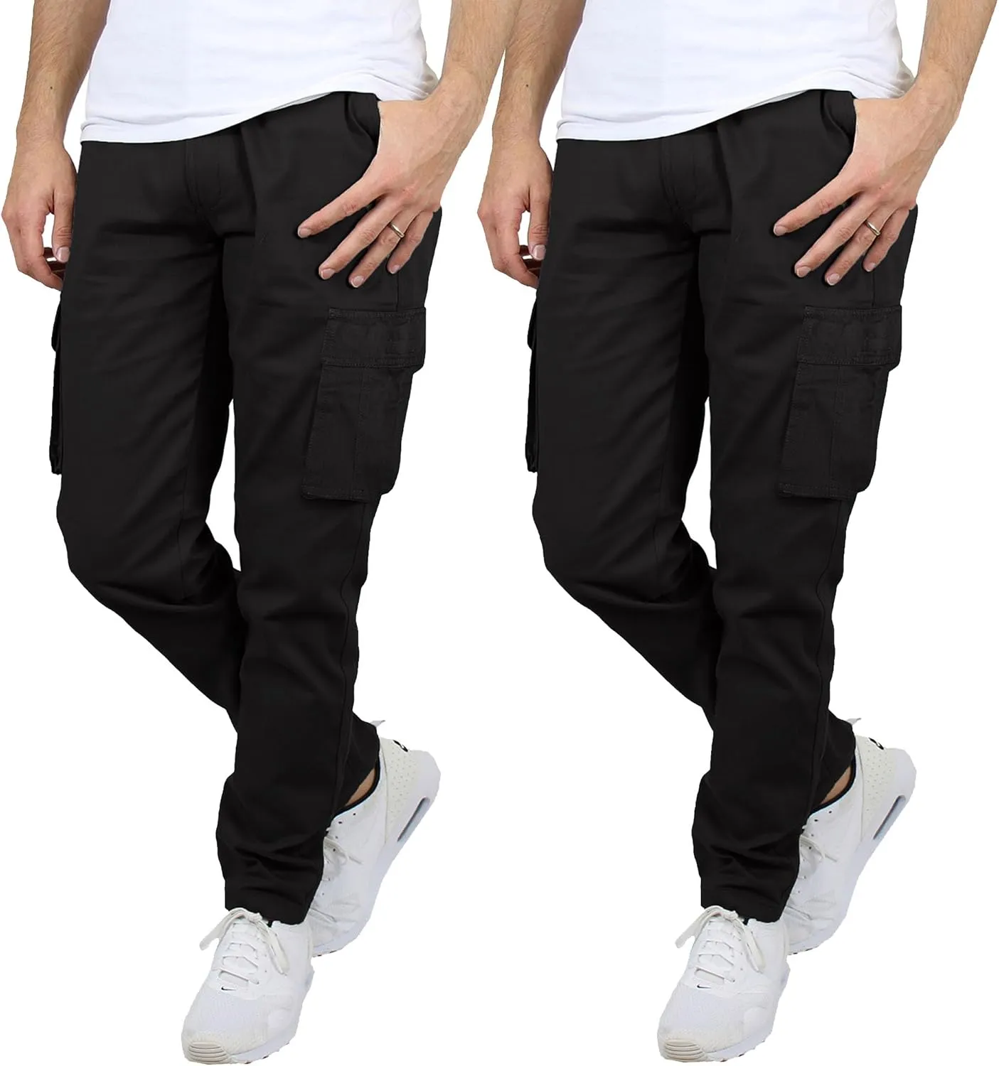 2-Pack Men's Flex-Stretch Cotton Cargo Pants, 31-Inch Inseam - Comfortable and Durable