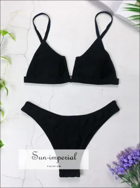 Bandeau Bikini V Neck Push up Swimwear Brazilian Cut Bikini Set