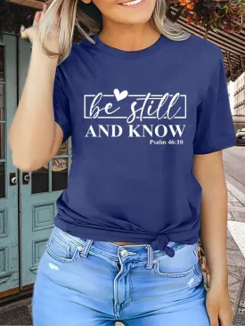 Be Still and Know Shirts for Women Casual Short Sleeve Christian Tee Tops