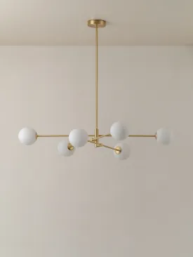 Chelso - 6 light brass and opal pendant
