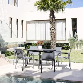 Cozy Extension & Chic Dining Setting - 7 pce Charcoal