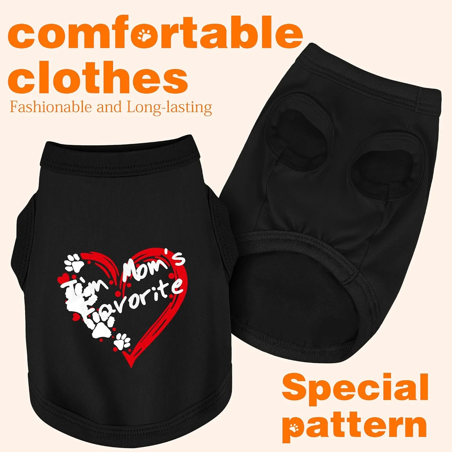 Discover Cozy Sleeveless Canine Wear: Soft, Lightweight, and Breathable Cotton Dog Shirt Featuring Heart and Paw Graphics. Vest Tank Top is Ideal for Small, Medium, and Large Breeds Black S