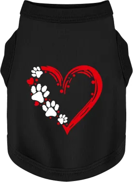 Discover Cozy Sleeveless Canine Wear: Soft, Lightweight, and Breathable Cotton Dog Shirt Featuring Heart and Paw Graphics. Vest Tank Top is Ideal for Small, Medium, and Large Breeds Black S