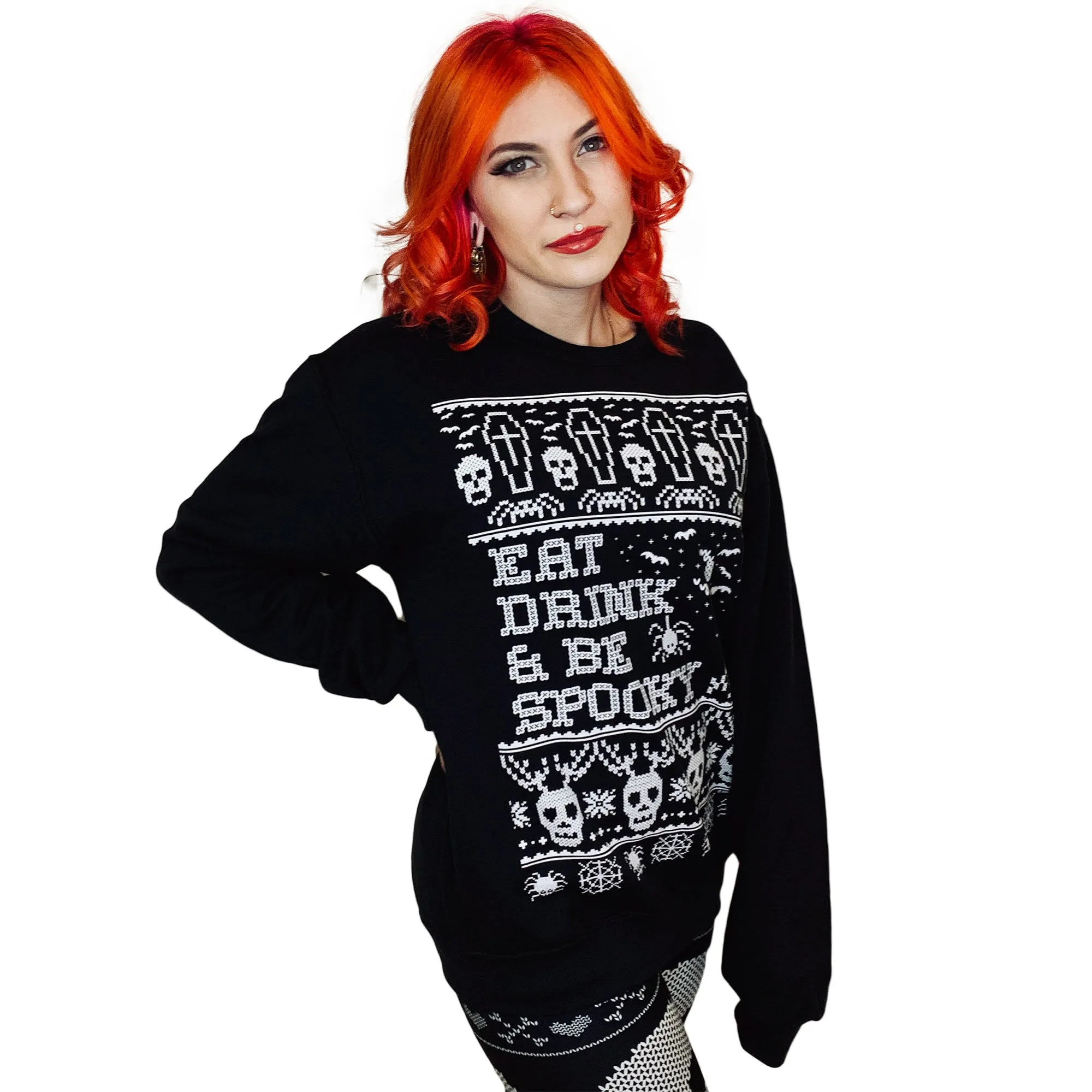 Eat Drink and Be Spooky Christmas Crewneck Sweatshirt