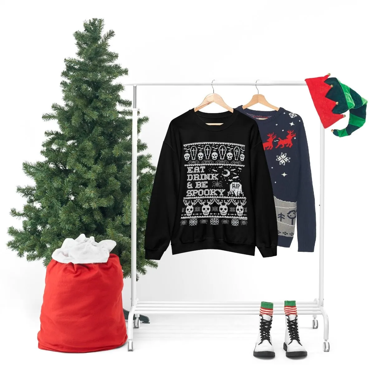 Eat Drink and Be Spooky Christmas Crewneck Sweatshirt