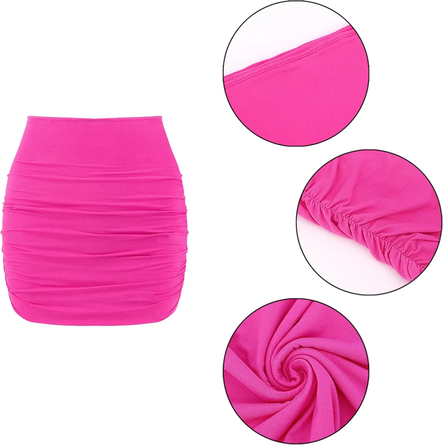 Erinaco Women's Basic Bodycon High Waist Skirt Side Split Hem Mini Pencil Skirt