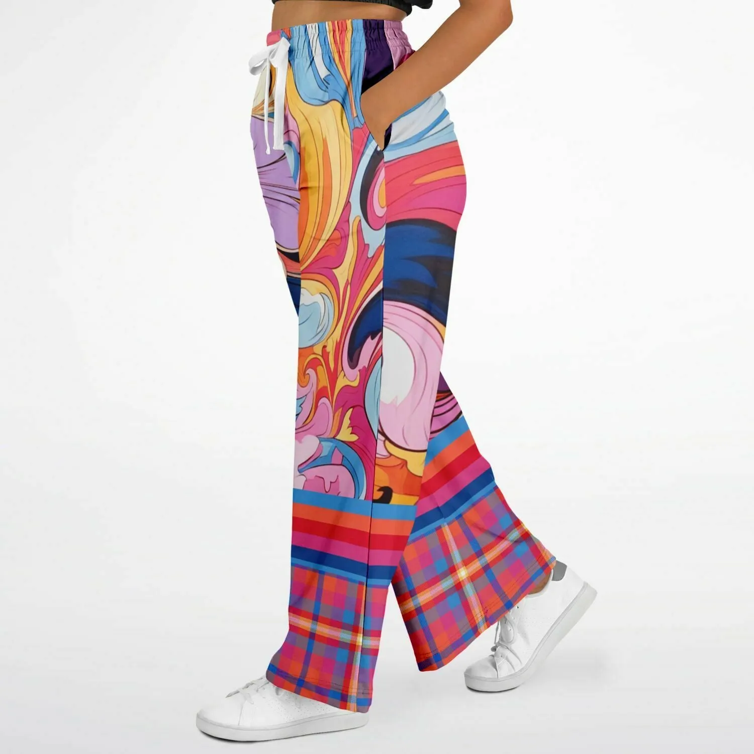 Haight Ashbury Wacky Floral Eco-Poly Wide Leg Pants