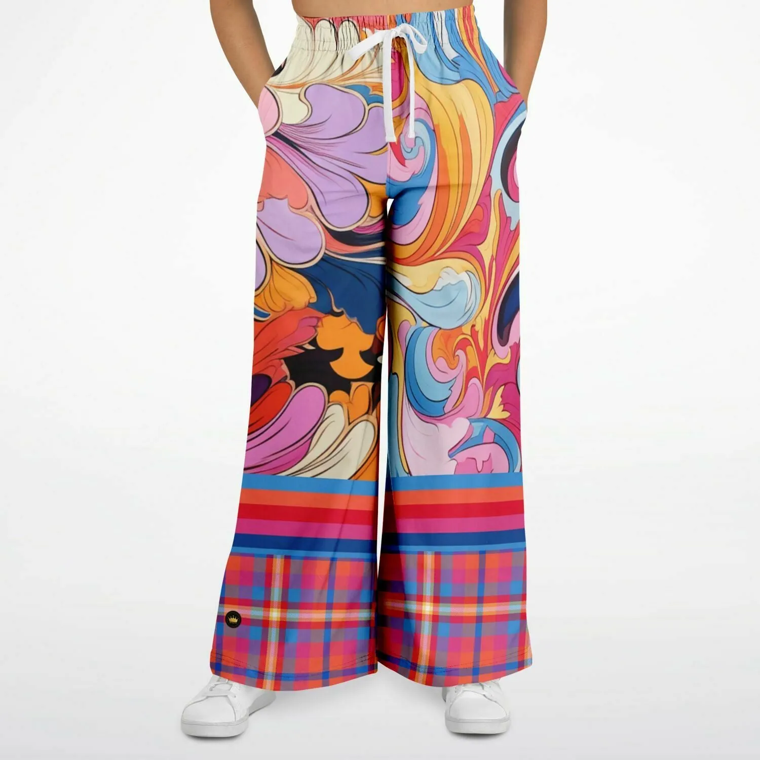 Haight Ashbury Wacky Floral Eco-Poly Wide Leg Pants
