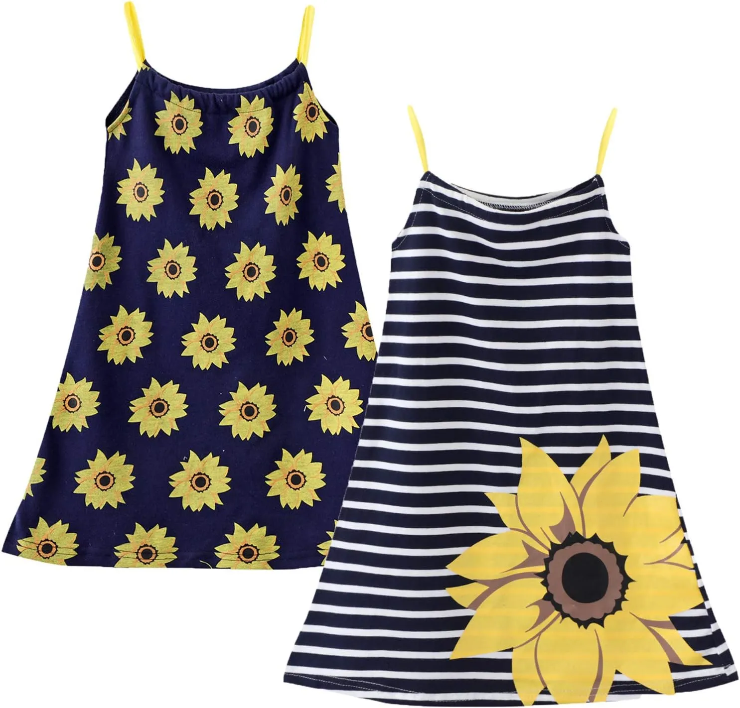 HILEELANG Girl Summer Cami Dress Sleeveless Tank Cotton Casual Spaghetti Strap Jersey Shirt Cool Beach Sundress
