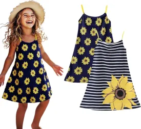 HILEELANG Girl Summer Cami Dress Sleeveless Tank Cotton Casual Spaghetti Strap Jersey Shirt Cool Beach Sundress