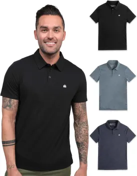 INTO THE AM Polo Shirts for Men - Comfortable Fit Collared Shirt Men S - 4XL Fitted Short Sleeve Classic Golf Shirts