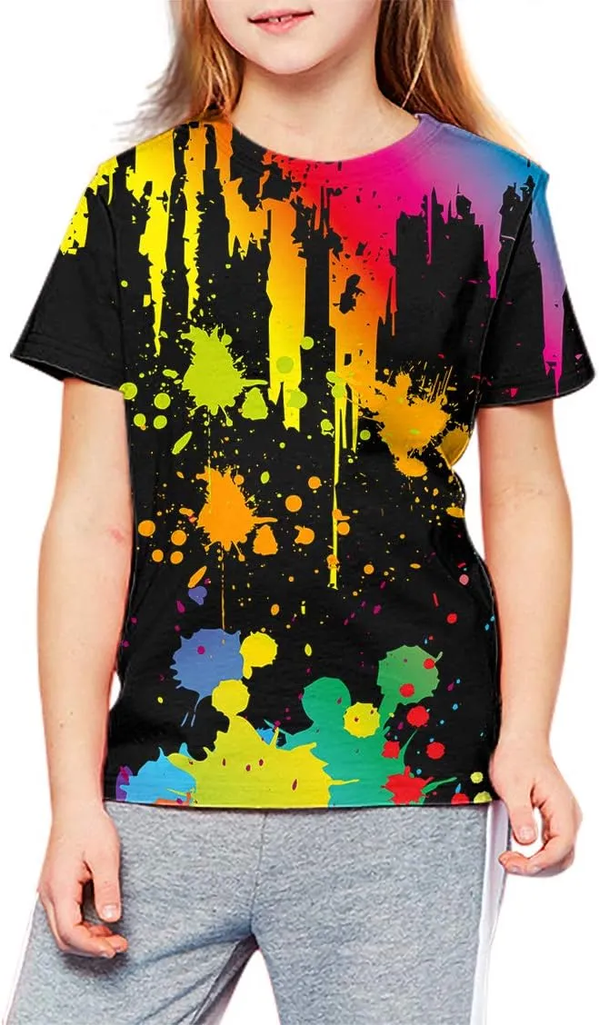 LAIDIPAS Boys Girls 3D Graphic Shirts Cool Crewneck T-Shirt Unisex Short Sleeve Top Tees 6-16 Years
