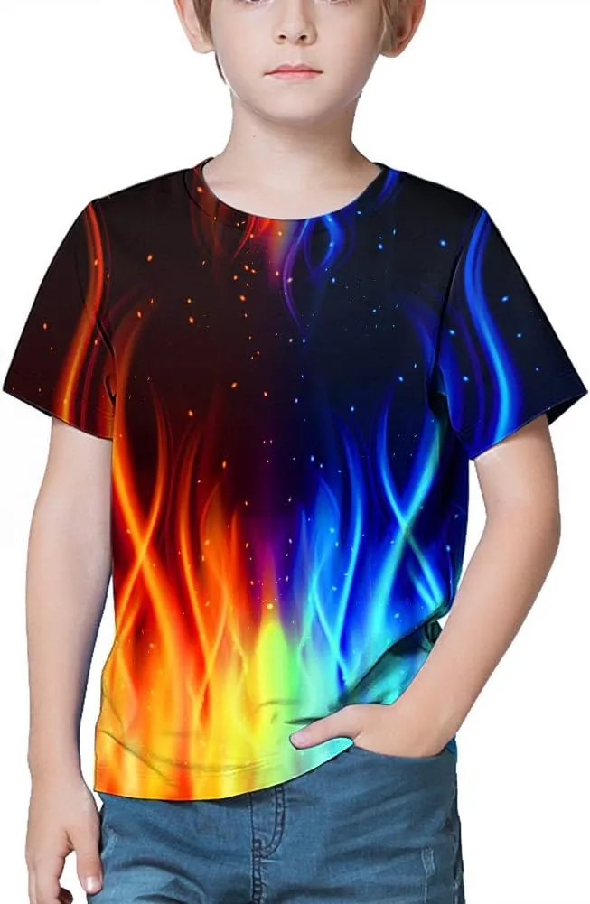 LAIDIPAS Boys Girls 3D Graphic Shirts Cool Crewneck T-Shirt Unisex Short Sleeve Top Tees 6-16 Years