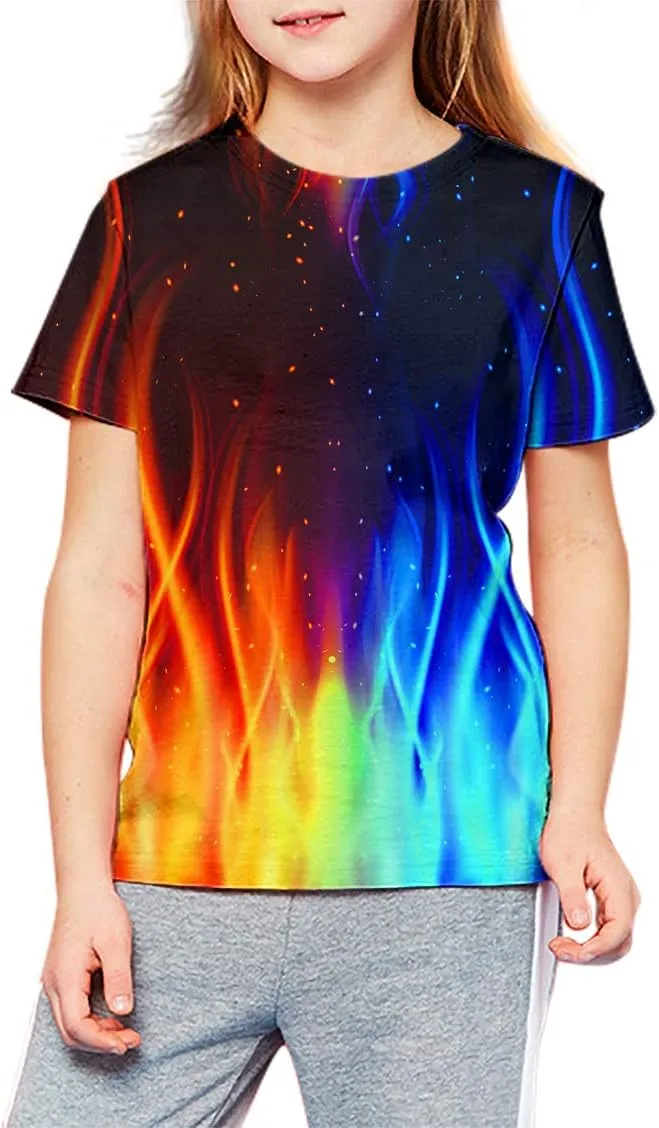 LAIDIPAS Boys Girls 3D Graphic Shirts Cool Crewneck T-Shirt Unisex Short Sleeve Top Tees 6-16 Years