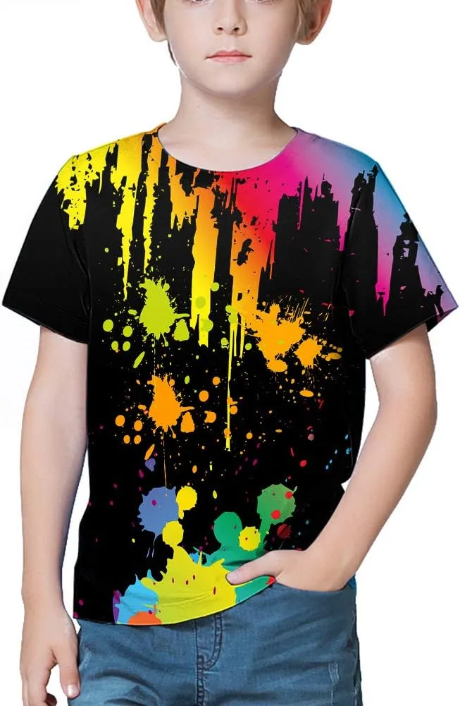LAIDIPAS Boys Girls 3D Graphic Shirts Cool Crewneck T-Shirt Unisex Short Sleeve Top Tees 6-16 Years