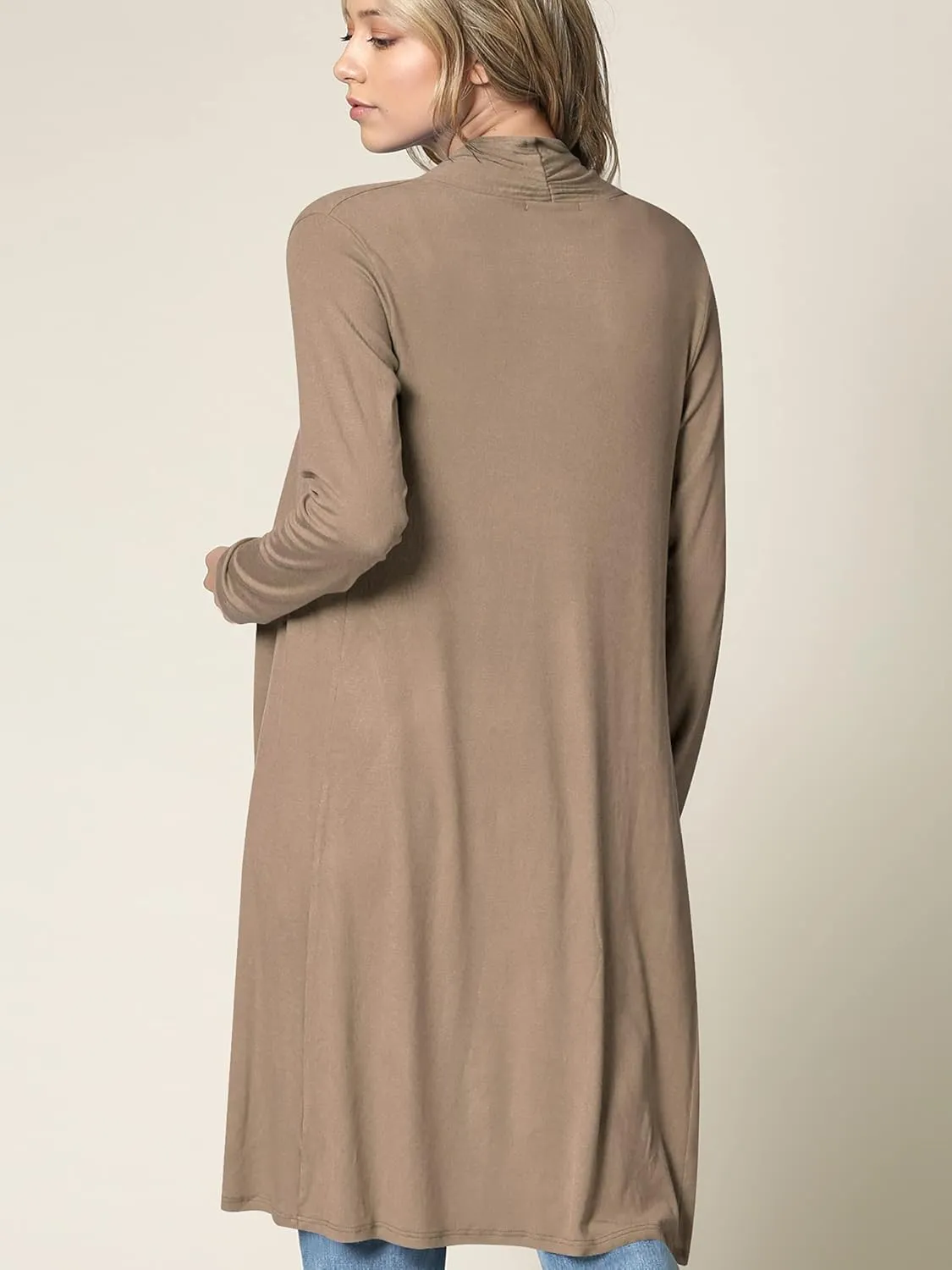 Lock and Love Women's Long Cardigan  Fall Casual Draped Open Front Lightweight Duster with Long Sleeves