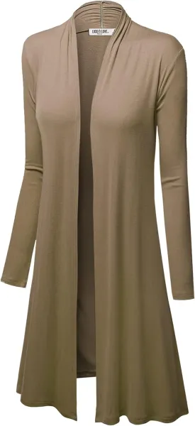 Lock and Love Women's Long Cardigan  Fall Casual Draped Open Front Lightweight Duster with Long Sleeves