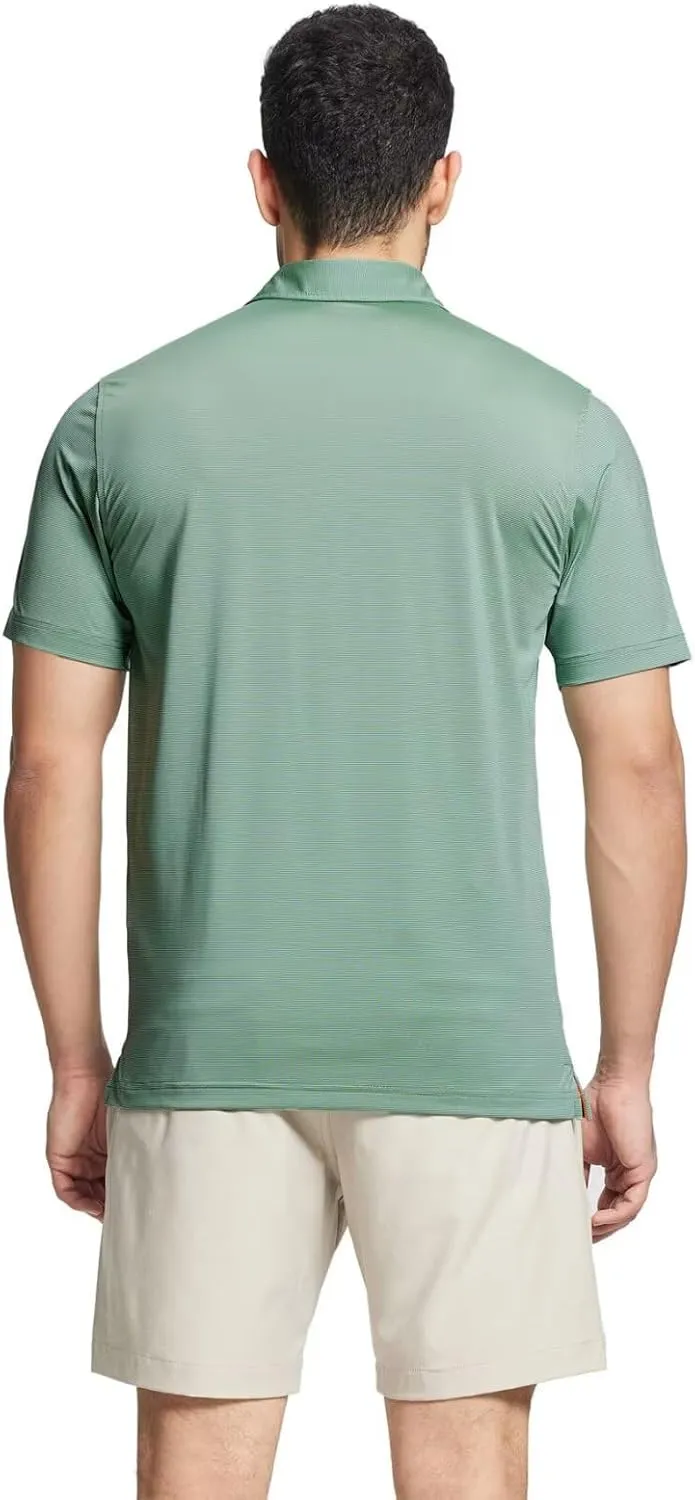 M MAELREG Short and Long Sleeve Polo Shirts for Men Dry Fit Performance Moisture Wicking Sport Pin Striped Mens Golf Shirts