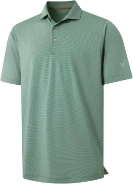 M MAELREG Short and Long Sleeve Polo Shirts for Men Dry Fit Performance Moisture Wicking Sport Pin Striped Mens Golf Shirts
