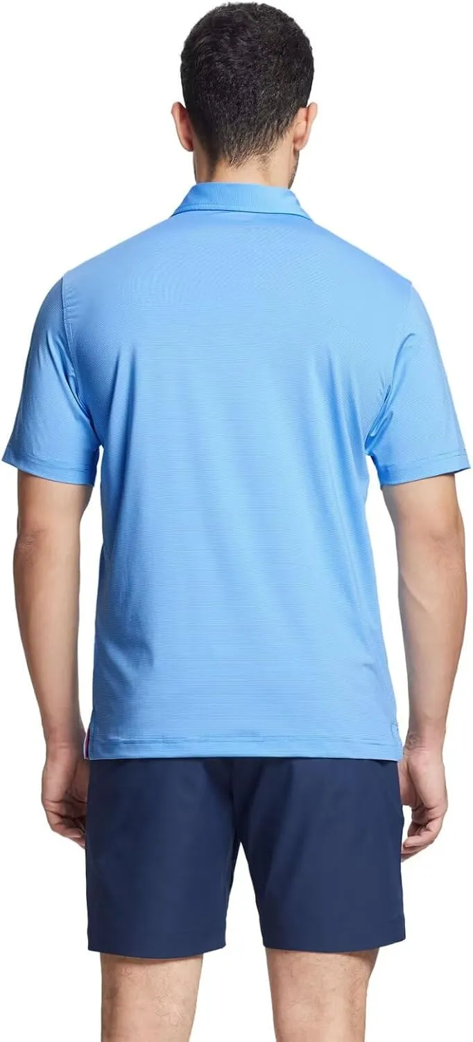 M MAELREG Short and Long Sleeve Polo Shirts for Men Dry Fit Performance Moisture Wicking Sport Pin Striped Mens Golf Shirts
