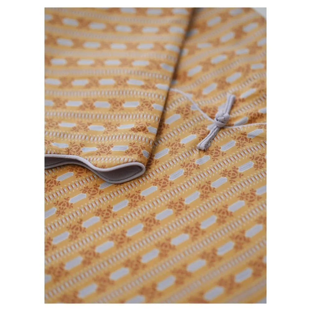 MaNa Girls' Cotton Top with Handmade Frog Buttons and Oversized Sleeves - Orange Print