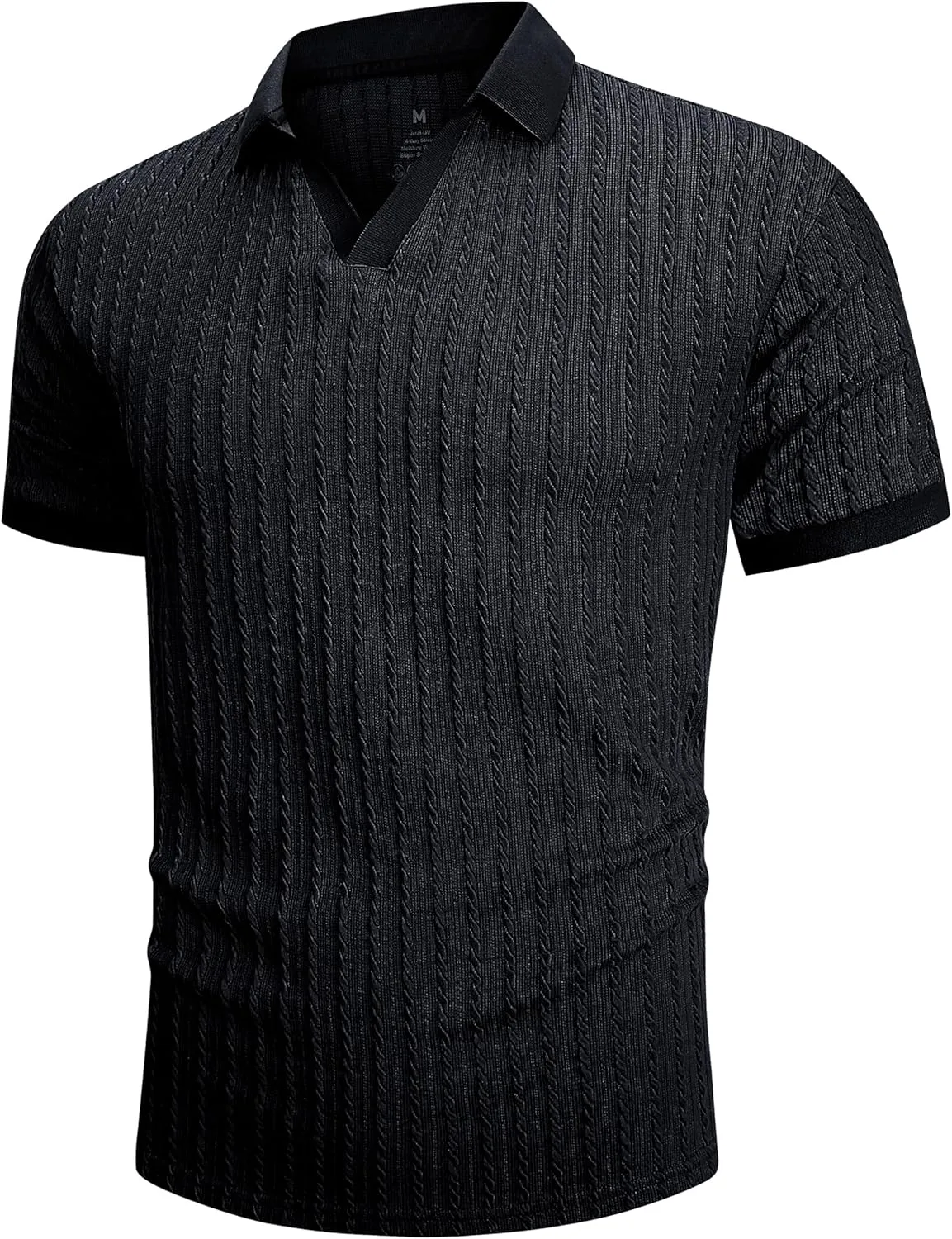 Mens Knit Polo Shirts Casual Stylish V Neck Short Sleeve Sweater Polo Knitted Textured Johnny Collar Tops Fashion 2025