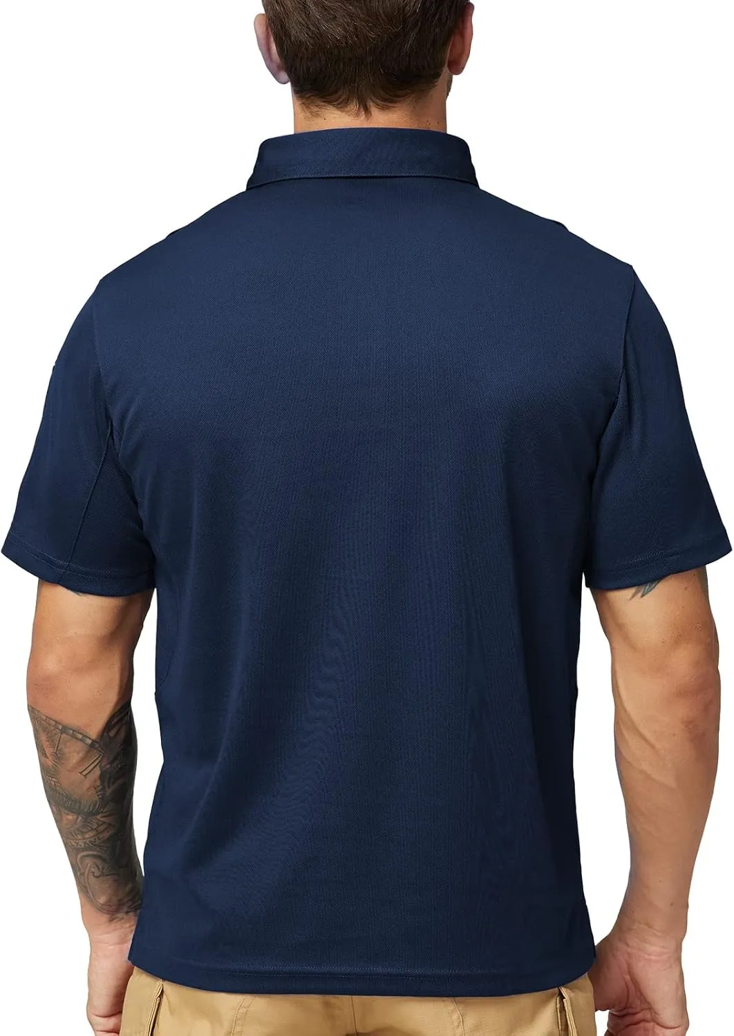 MIER Men's Outdoor Performance Tactical Polo Shirts Short and Long Sleeve, Moisture-Wicking