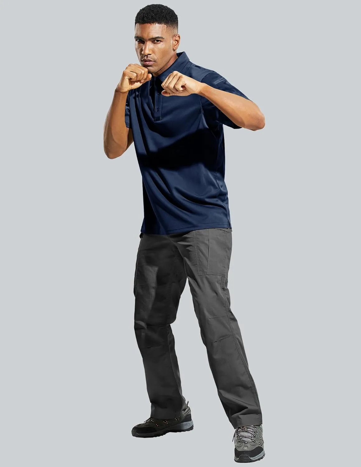 MIER Men's Outdoor Performance Tactical Polo Shirts Short and Long Sleeve, Moisture-Wicking