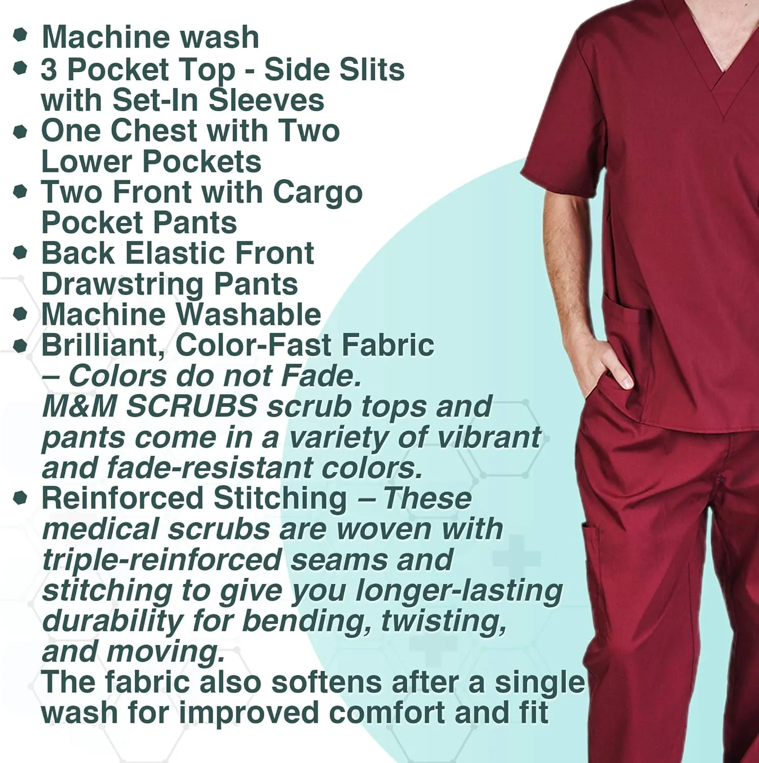 Natural Uniforms Comfortable Fit Men's Workwear Uniform 8 Pocket Top and Pant Set