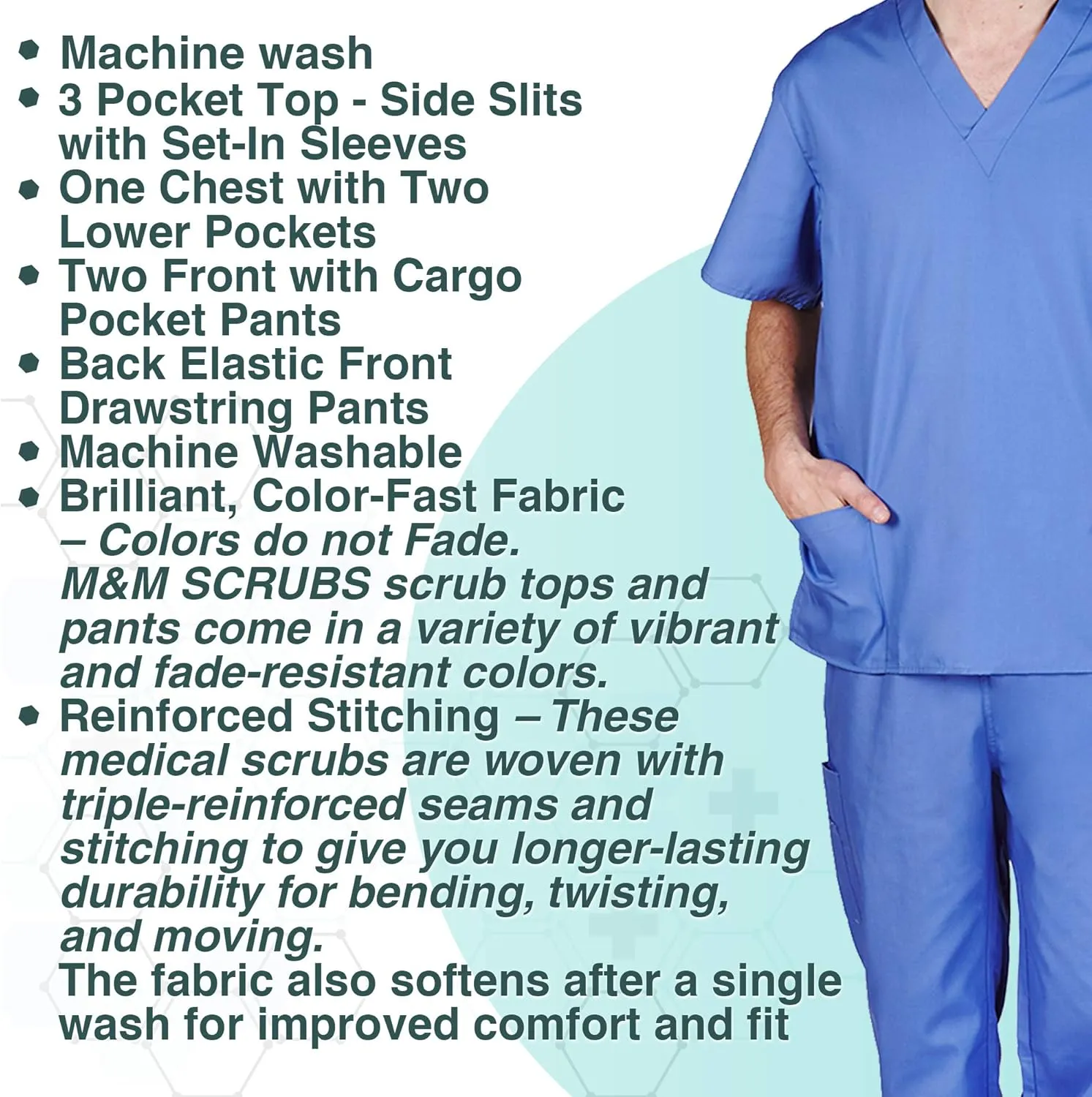 Natural Uniforms Comfortable Fit Men's Workwear Uniform 8 Pocket Top and Pant Set