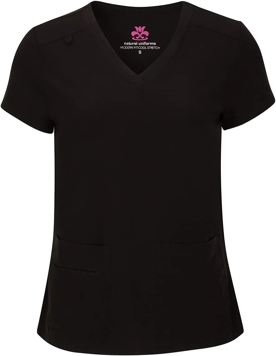 Natural Uniforms Women's Cool Stretch V-Neck Top and Cargo Pant Scrub Set with Regular and Petite Sizes