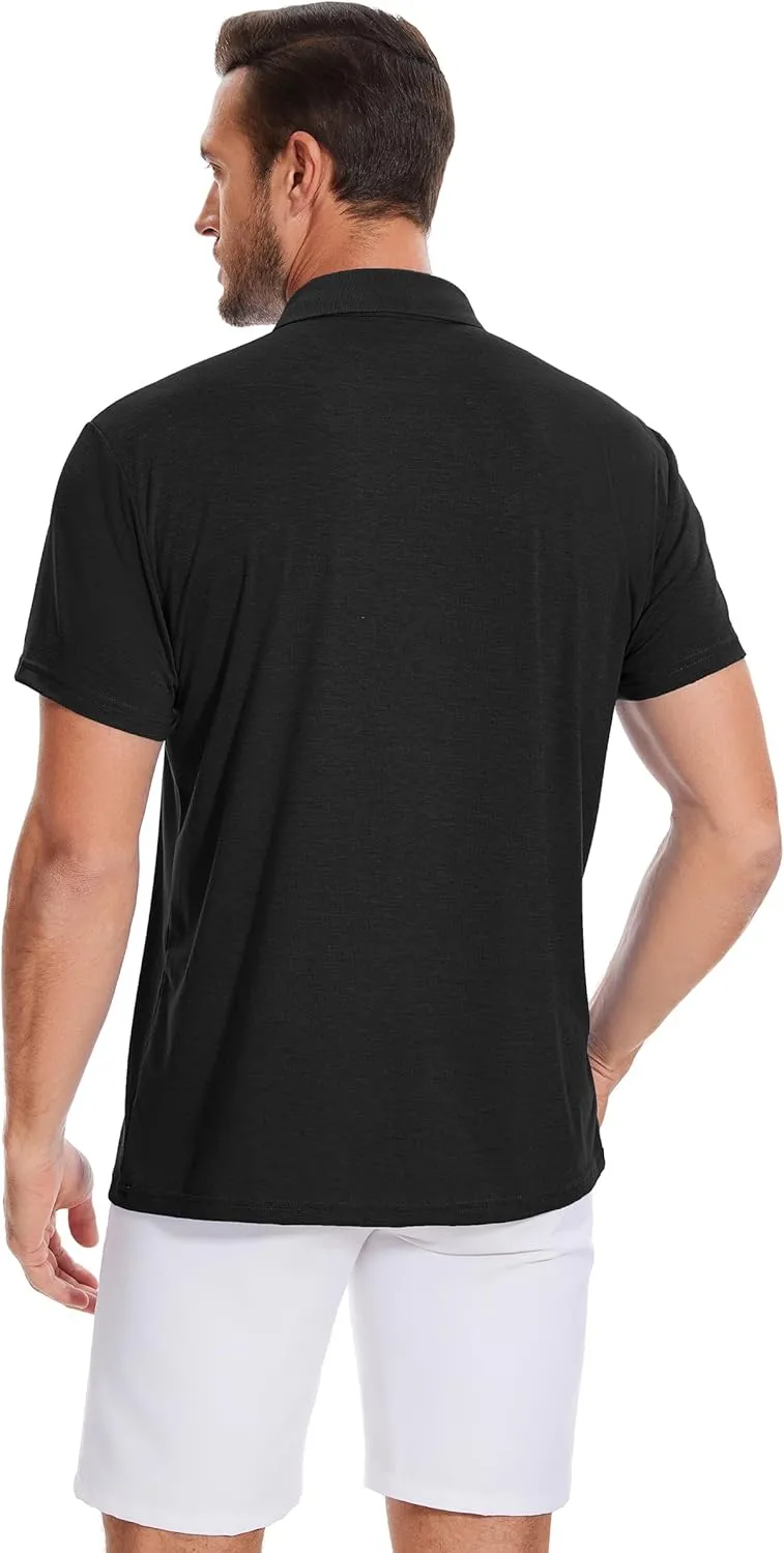Polo Shirts for Men Basic Short Sleeve Shirt Button Solid Color Casual Tees Golf Stylish Tops
