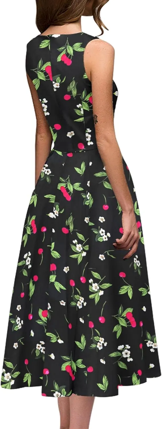 Simple Flavor Women's Vintage Dress Sleeveless O-Neck Party Cocktail Dress