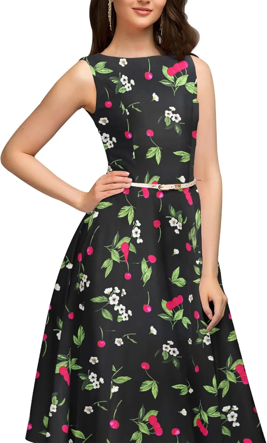 Simple Flavor Women's Vintage Dress Sleeveless O-Neck Party Cocktail Dress