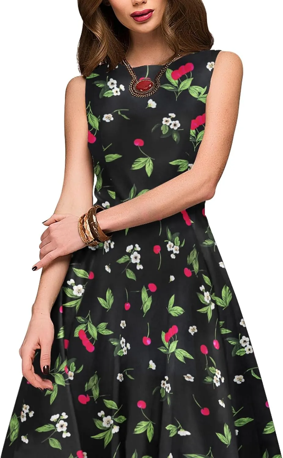 Simple Flavor Women's Vintage Dress Sleeveless O-Neck Party Cocktail Dress