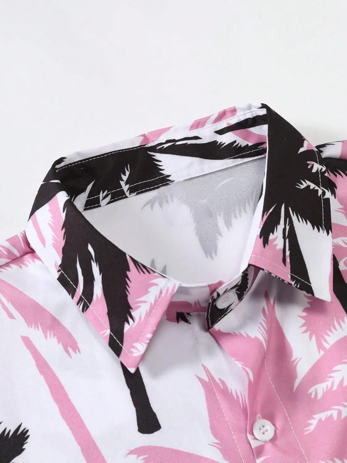 SOLY HUX Men's 2 Piece Outfits Tropical Print Short Sleeve Button Down Hawaiian Shirt and Shorts Set